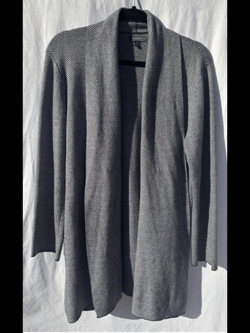 Madison Cardigan Sweater Grey Gray Houndstooth Women Size Medium
